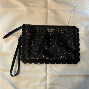 Victoria's Secret Black Scalloped Perforated Wristlet